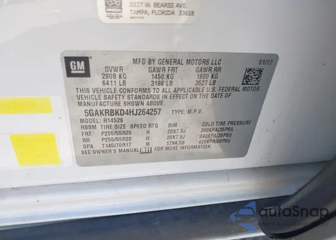 2017 Buick Enclave Leather from USA, damaged, VIN 5GAKRBKD4HJ264257